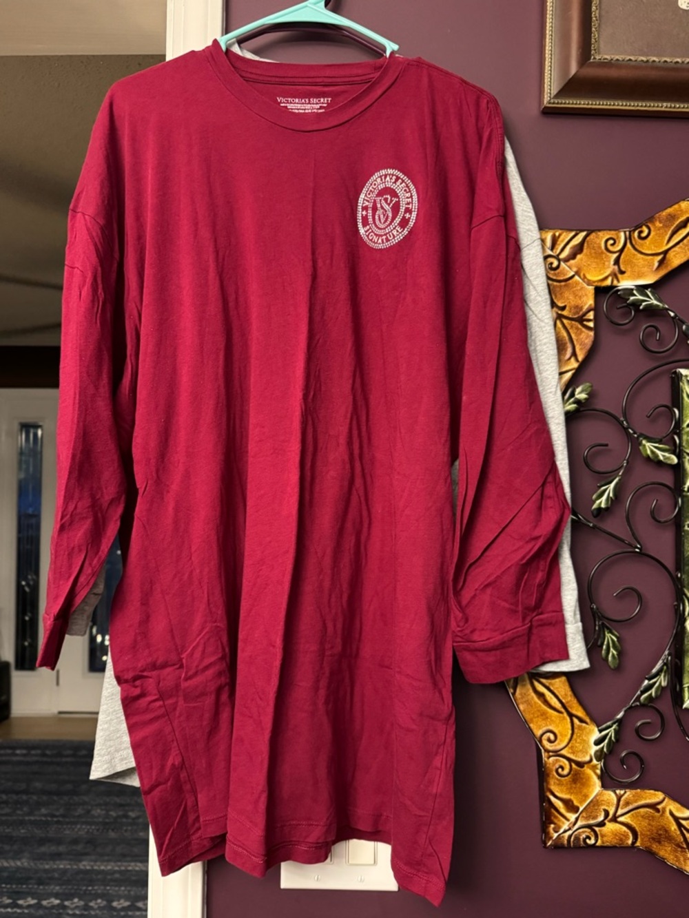 Victoria's Secret Crewneck Tee - Wine Red with Rhinestone Logo